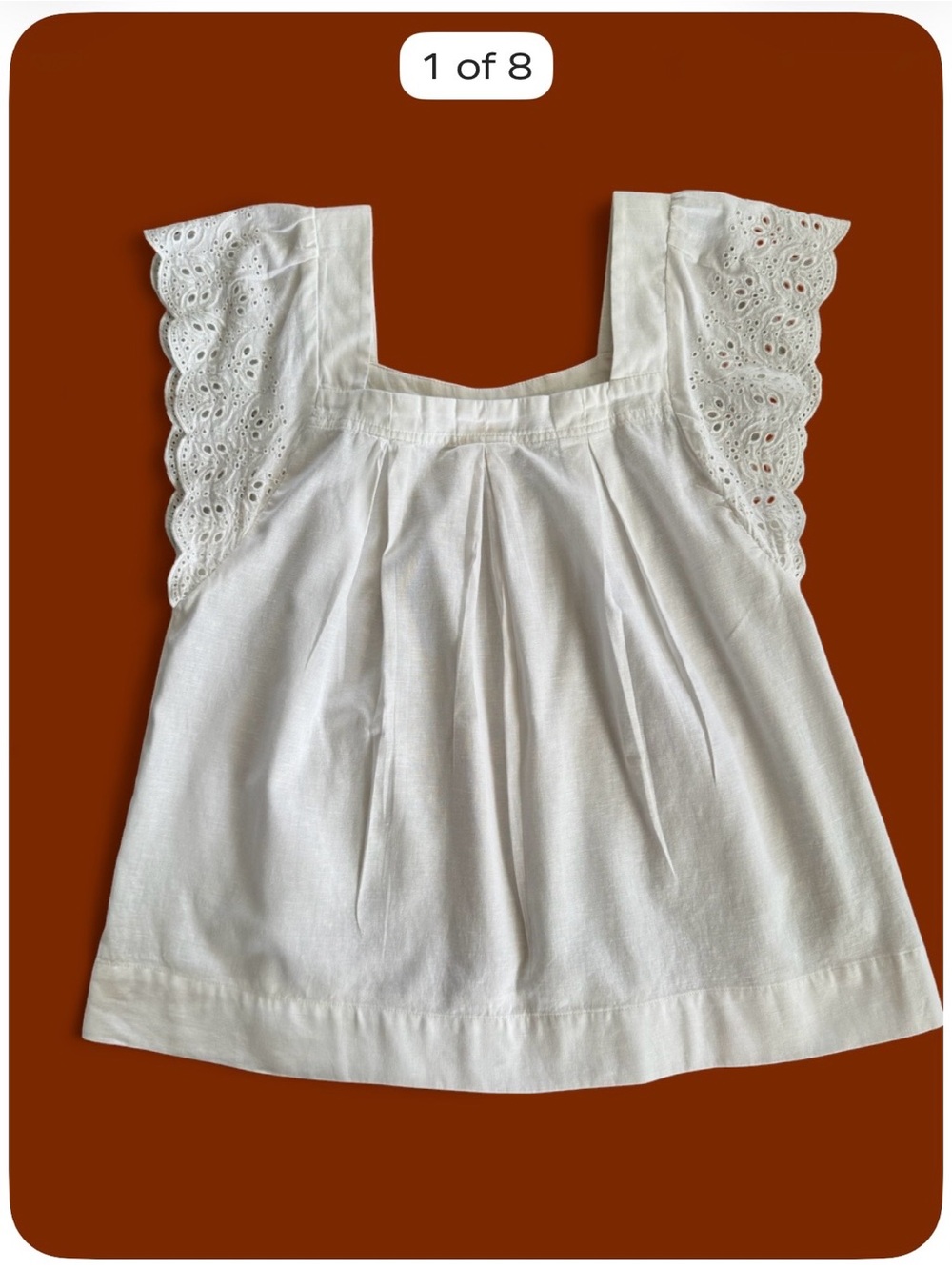 a.n.a White Linen Blend Eyelet Sleeve Blouse Women’s Medium Square Neck
